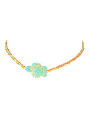 Synthetic Turquoise Turtle Charm String Bracelet Anklet Adjustable Orange